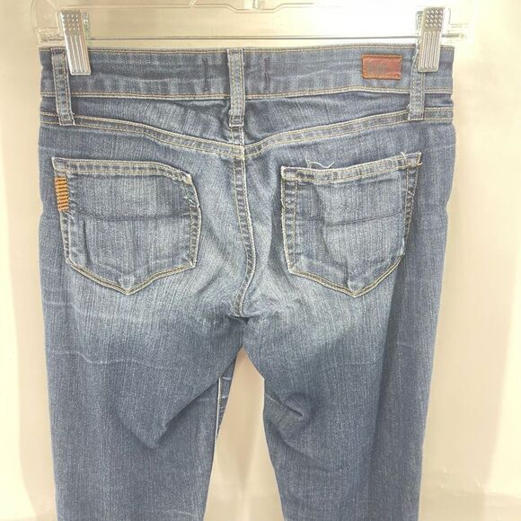 Paige Womens Skyline Skinny Jeans Denim Stretch Mid Rise Dark Wash Blue 24 - Picture 7 of 11